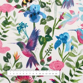 Biante Bavlnený štvorcový obrus Sandra SA-495 Dúhové kolibríky medzi kvetmi 60x60 cm