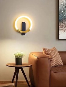 Toolight Toolight, LED nástenné svietidlo 25x29cm, 7W, 3000K, LHJ068-W C, čierna-zlatá matná, OSW-60036