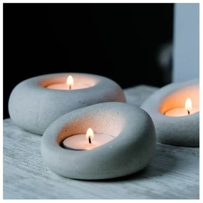 Betónové svietniky v súprave 3 ks Donut – Mioli Decor