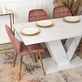 JAKS Jedálenský stôl Clark 120 cm biely mramor glamour