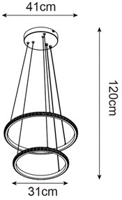 Zuma Line P22082M-2R - LED Luster na lanku RIDE LED/22W/230V + LED/14W čierna