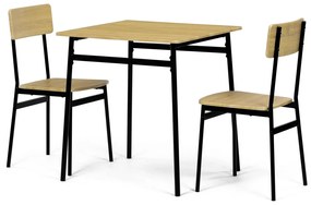 Jedálenský set Industrial s 2 stoličkami, 70 x 70x 76 cm, divoký dub