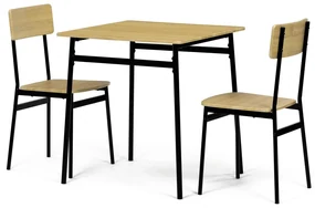 Jedálenský set Industrial s 2 stoličkami, 70 x 70x 76 cm, divoký dub