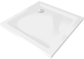 Mexen SLIM - Štvorcová sprchová vanička 100x100x5cm + chrómový sifón, biela, 40101010