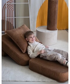 Hnedý menčestrový detský pohovkový vankúš Block – Wigiwama