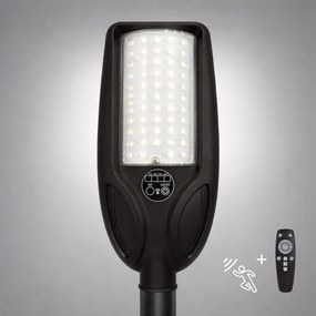 LED stmievateľná solárna pouličná lampa so senzorom VENICE 50W/4000 mAh IP65 čierna + diaľkové ovládanie