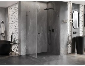 Mexen Lunar-B, pravostranný výklopný sprchový kút 90 x 80 cm, 8mm číre sklo, profil grafit brúsený, 832-090-080-66-00-P