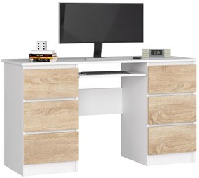PC stolík Behati (biela + dub sonoma). Akcia -12%. Vlastná spoľahlivá doprava až k Vám domov. 1128531