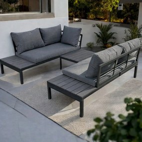 Záhradný rohový set - sivý