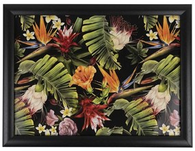 Čierny podnos na nohy s motívom kvetín Flowers black - 43*33*7cm