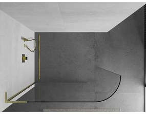 Mexen Kioto L, sprchová zástena Walk-In 80 x 200 cm, 8mm číre sklo, zlatý matný profil, 800-080-103-55-06