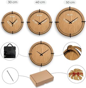 Drevené nástenné hodiny Sova na vetve – dubový dekor, tichý chod | SENTOP HDF0573-OAK