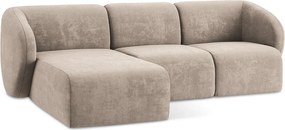 Svetlohnedá ženilková rohová pohovka (ľavý roh/s leňoškou) Lani – Makamii