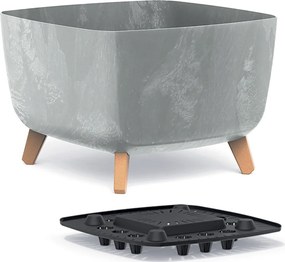 Plastový kvetináč na nožičkách DGQL400E 39 cm - sivý betón