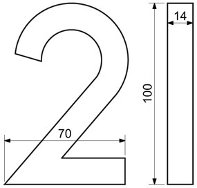 Domové číslo "2", RN.100LV, brúsené, strieborná