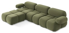 Svetlozelená zamatová modulárna rohová pohovka Lokua – Makamii