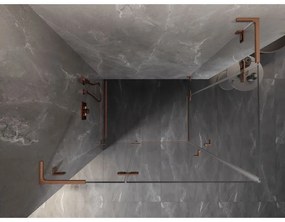 Mexen Lunar, L Duo výklopný sprchový kút 115 x 95 cm, 8mm číre sklo, profil medená matná, 834L-115L-095P-65-00