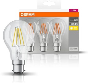 OSRAM Sada 3x LED žiarovka B22d, A60, 7W, 806lm, 2700K, teplá biela
