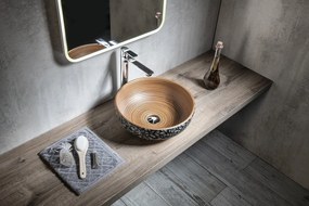 Sapho Sapho, PRIORI keramické umývadlo na dosku Ø 41 cm, hnedá s modrým vzorom, PI023