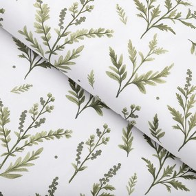 Biante Detské bavlnené posteľné obliečky do postieľky Sandra SA-718 Zelené vňate byliniek na bielom Do postieľky 90x140 a 50x70 cm