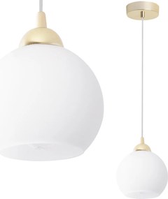 Závesné svietidlo Eliza, 1x biele sklenené tienidlo, g