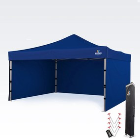 BRIMO Hliníkový promo stan 4x4 m ALU PREMIUM – 3 steny, HEX 45 mm - s 3 stenami - Modrá 16