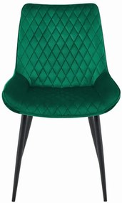 Jedálenská stolička VERDO zamatová tmavozelená / čierne nohy