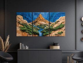 drevko |  Trojdielny machový obraz Dotyk života (imitácia)  50 x 101 cm