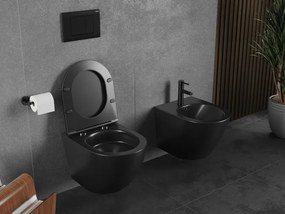Mexen Lena, závesná WC misa 490x360x340 mm, Rimless Tornádo, čierna matná, 3322XX85T