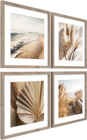 Tlačené obrazy v súprave 4 ks s rámom 30x30 cm Boho Dreams – Styler