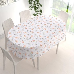 Biante Detský bavlnený oválny obrus Sandra SA-373 Veselé korytnačky na bielom 100x140 cm