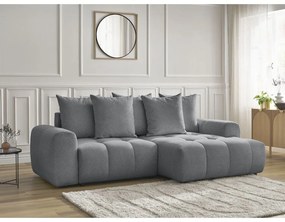 Sivá ženilková rozkladacia/s úložným priestorom rohová pohovka (pravý roh/s leňoškou) Roxelane – Bobochic Paris