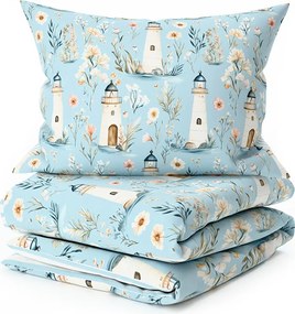 Bavlnené obliečky LIGHTHOUSE POLY modré Rozmer obliečky: 70 x 90 cm | 140 x 220 cm