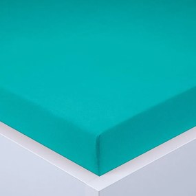 Napínacia plachta na posteľ jersey EXCLUSIVE tyrkysovo zelená 180 x 200 cm