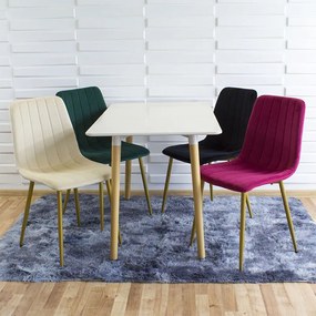 Dekorstudio Zamatová jedálenská stolička BELT tmavo sivá - zlaté nohy