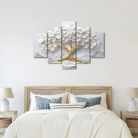 Obraz – 3D elegantný strom života plný kvetov (150x105 cm)