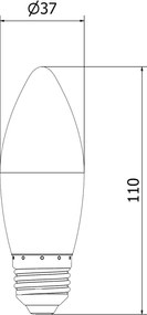 Mexen Nova, LED žiarovka E27, C37, 10W, Studená - 6500K, 1055 lm - L102-E27-1065-01