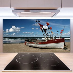 Nástenný panel  More pláž loďka krajina 125x50 cm