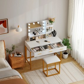 Toaletný stolík ELARA s LED osvetlením biely