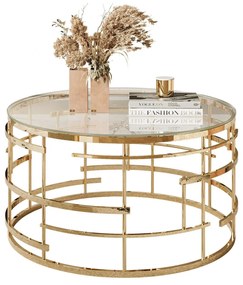 Luxusný dizajnový konferenčný stolík TOBY zlatá + sklo