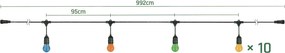 Tutumi Spectrum, záhradná závesná girlanda 10m 10xE27 WOJ+14342, čierna, OSW-5795A