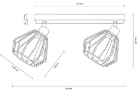 Spot-Light DO63804274 - Stropné bodové svietidlo VENTI 2xE27/15W/230V dub