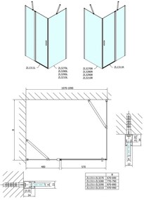 Polysan, Zoom Line obdĺžniková sprchová zástena 1100x900mm L/P varianta, ZL1311ZL3290