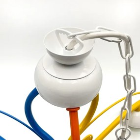 Luster na reťazi RETRO 3xE27/60W/230V biela/pestrofarebná