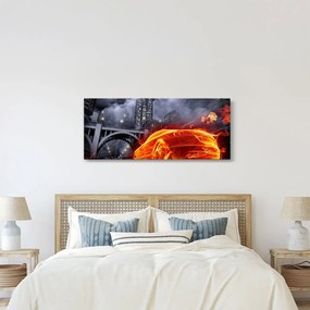 Obraz plamenného autá (120x50 cm)