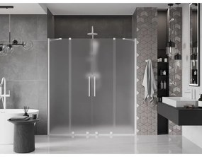 Mexen Velar Duo, posuvné sprchové dvere do otvoru 170 cm, 8mm sklo námraza, biela matná, 871-170-000-32-20