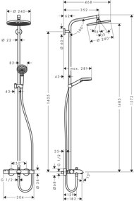 Hansgrohe Crometta S, Showerpipe 240 1jet s vaňovým termostatom, chrómová, HAN-27320000