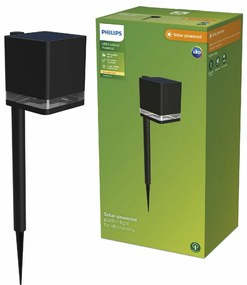 Philips Virona vonkajšie solárne stĺpové LEDsvietidlo čierne, 1,8 W, 200 lm, 2700 K