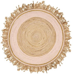 Okrúhly jutový koberec ø 140 cm béžový GODEKLI Beliani