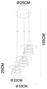 Globo 15086-3H - Luster VIEJO 3xE27/60W/230V